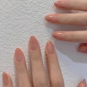 Pink Butterfly Wearable Nails Almond Shaped False Nails White Moon Tooth Design Premium Feeling Nail Art Finished Product