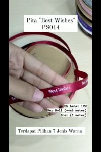 1ROLL Pita Satin 1cm \"BEST WISHES\" - Pita Kado kerajinan tangan PS014