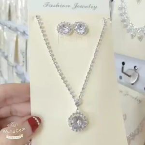 SET KALUNG + ANTING ZIRCONIA KRISTAL BERKILAU❗ PAKET 2 PCS MEWAH ❗ CABIKON / Cakar Setting