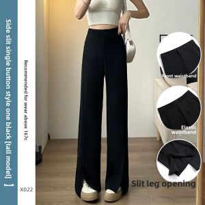 YAYANGREN | Forked High Waist Slimming Casual Black Tapered Flare Pants