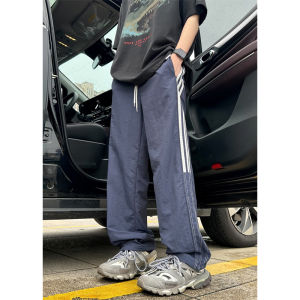 American Stripe Quick Dry Pants High Waist Slimming Ice Silk Sports Shorts for Men And Women Summer Thin Teenage Casual Trousers