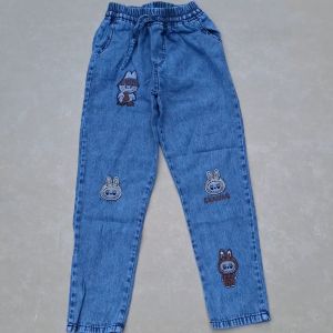 Celana Baggy Jeans Anak Perempuan Bordir Boneka Labubu
