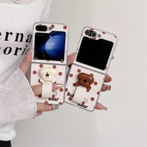 Bubble Bear Ring Phone Case Lightweight Portable Womens Style Anti-Fall Protection Cover for ZFlip6 ZFlip5 ZFlip4 ZFlip3