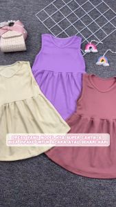 Dress Knit Leora 1-2 Tahun / Dres Cotton Rib Yukensi Adem Anak Cewek 1 2 3 Tahun Stretch Rajut Atasan Melar Lembut Anak Perempuan Tunik Kiosbalitafawa