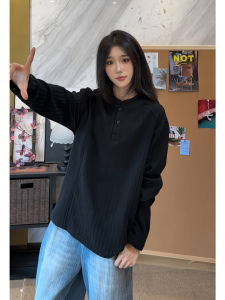 เสื้อสเวตเตอร์คอกลมทรงหลวมสไตล์อเมริกันสำหรับผู้ชาย ทรงหลวม ลายกระดูกปลา ทรงปกติ ฤดูใบไม้ผลิและฤดูใบไม้ร่วง