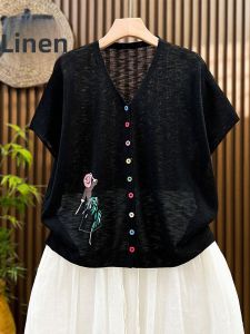 V.C.I | Sun Protection Bamboo Knot Ramie Knit Top Summer Outerwear for Camisole