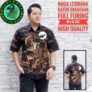 Baju Batik Pria Dewasa Batik Pria Lengan Panjang Kemeja Batik Pria Murah Lengan Pendek Terbaru Full Furing Batik Wisanggeni Solo Motif Wayang bulan hitam