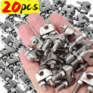 20PCS U Type Steel Wire Rope Clamp Fixing Clips M3/5 Cable Sleeve Clip 304 Stainless Steel Hardware Sling Fastener Accessories