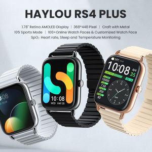 HAYLOU RS4 Plus Smartwatch Sport Smart Watch 1.78 AMOLED Display Heart Rate Monitor 105 Sports Modes IP68 Waterproof Bluetooth 5.1 for Men Women