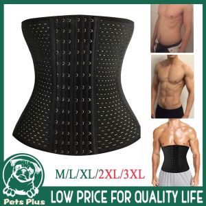 ★Same Day Shipping★ Shapers Men Shapewear Waist Trainer Body Shaper Modeling Belt Fat Compression Strap with 6 Hooks Shapewear Cincher Girdle Corset Men-Belly-Shaper-Black