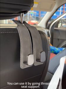 Metal Auto Seat Hook Leather material Car Seat Back Double Hooks Multi-functional Headrest Mount Storage Holder Car Interior Accessories【COD+Ship From Manila】