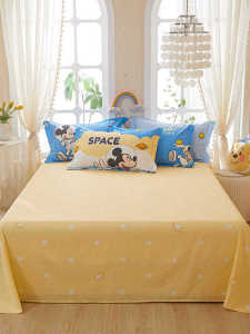 Bộ Ba Món Đồ Giường Cotton Nguyên Chất Họa Tiết Dọc Hoạt Hình Tươi Mới Cho Ký Túc Xá Sinh Viên Đệm Đơn Quần Chăn Đệm Đơn