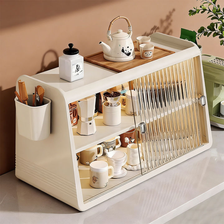 Multi-Layered Tea Cup Rack Dustproof Storage Box for Tabletop Coffee ...