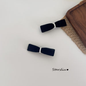 Elegant Velvet Hair Clip with Pearl Butterfly Knot for Women Korean Style Hair Accessories Fresh out Fashion Headwear Clips