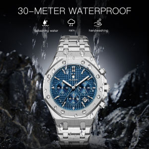 PLAYBOY Watch for Men Waterproof Simple Casual and Fashion Stainless Steel Band Blue Dial Best Gift for Him