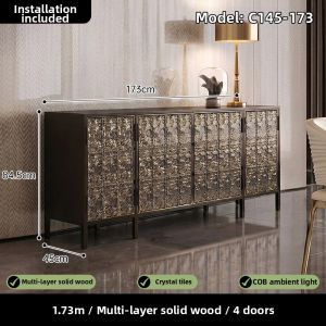 Designer Modern Crystal Brick Dining Room Storage & Wine Cabinet