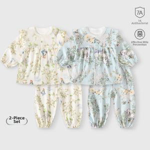 CAIYINGFANG | Princess Style Long Sleeve Cotton Girls Autumn Pajama Set