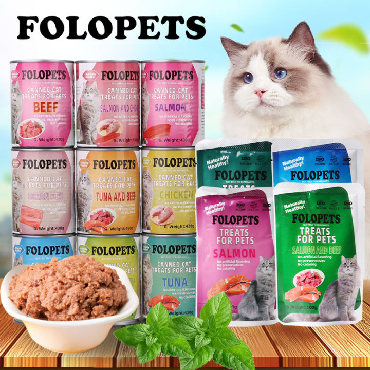 FOLOPETS Cat Food Can 430g Cat Food Pouch 100g Pure Natural Organic Wet Cat  Food Lazada PH