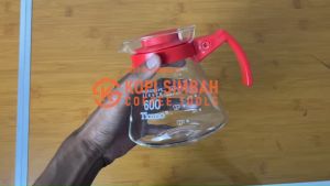 Glass Coffee Server TIAMO 650 ml Red Gelas Teko Minuman Kopi Teh Kaca Size 02 Merah