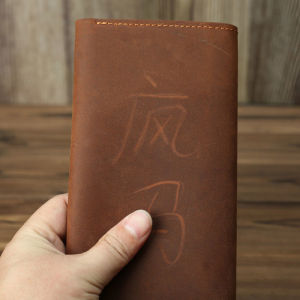 Handmade Long Leather Wallet Mens Top Layer Cowhide Passport Bag Multi-Function Mobile Phone Buckle Money Clip Retro Style