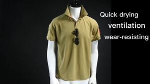 Polo T-shirt mens quick-drying tactical clothing T-shirt sports hiking running fishing sports casual top
