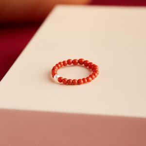 Natural South Red Agate Ring for Women Pure Silver Open High-End Feeling Embedded Zircon New Chinese Style Gift Index Finger Ring
