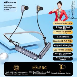 Wireless Bluetooth Neckband Earphones In-Ear Sports High Quality 4 Speakers Long Battery Life High Capacity 876 Digital Audio