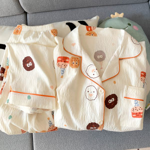 Cloud Cotton Silk Sweet Pajamas Female Spring and Autumn Pure Cotton Yarn Long Sleeves Two-piece Set Net Red Wind Cartoon Student Homewear