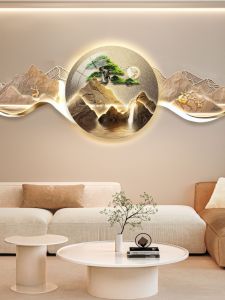 Abstract LED Lighted Wall Art Living Room Sofa Background Combination Paintings Mountain behind Style Luxury Decorative Pieces