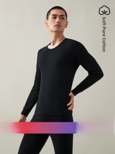 HLA | Mens Thermal Cotton Underwear Set Round Neck Long Sleeve Base Layer Pants Warm Comfortable Breathable Pure Cotton Clothes