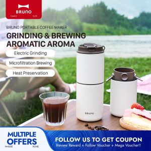 BRUNO เครื่องเครื่องชงกาแฟแบบพกพากึ่งอัตโนมัติแก้วกาแฟสำหรับเดินทาง BZK-KYM01