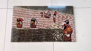 Bộ tranh sơn mài 4 tấm- ĐỒNG QUÊ CẤY LÚA - Khảm trứng chìm / Size 50x80 cm