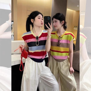 chaqi | Colorful Striped Sleeveless Womens Top Fashionable Dopaamine Style Summer New Arrival Unique Beautiful Anti-Aging Trendy