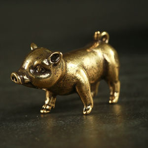 Brass Chinese Zodiac Pig Desktop Ornaments Creative Mini Bronze Pig Metal Pendants for Home Decor【SMQ】
