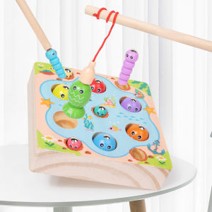 Wooden Fishing Game Toys Children Early Education Color Cognitive Toy Kids Interactive Games Toys for Gifts Fine Motor Skill