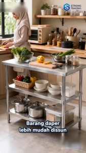 [Ready Stock MY] Stainless Steel Workbench Table Heavy Duty Kitchen Restaurant Work Table 3 Tier Rack