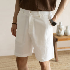 UBV | Linen-cotton Blend Semi-elastic Waist Breathable Shorts
