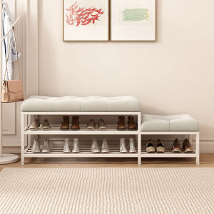Luxurious Lightweight Shoe Rack for Home Entrance Ideal for Cream Wind Style Metal and Flannel Material Quality Luxury Type