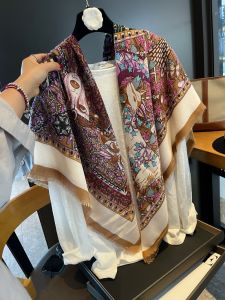 Purple Vintage Large Scarf 130cm Summer New Style Air Conditioned Room Shoulder Shawl Sunscreen Thin Spring Autumn Scarf