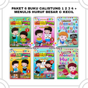 Paket 6 Buku Calistung 1 2 3 4 + Menulis Huruf Besar & Kecil - PAH