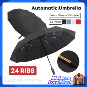 24 Ribs Automatic Umbrella High Quality Folding UV Umbrella Sunscreen Windproof Rain Umbrella 自动雨伞