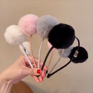 Harga Grosir - Bando Telinga Kucing / Bando Bandana Rambut Model Bulu Pompom / Aksesoris Bando Bulu