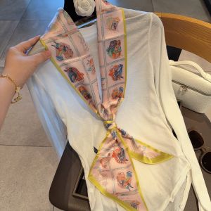 Colorful Long Silk Scarf Womens Simulation Silk Professional All-Match Neck Protection Drifting Belt Spring Autumn New Style Belt Trend