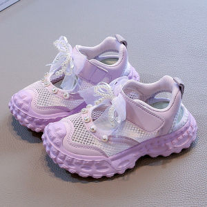 Girls Sandals Fashionable Princess Shoes Soft Bottom Beachy Hollow out Single Net Slip-On Summer Flats Kids Footwear