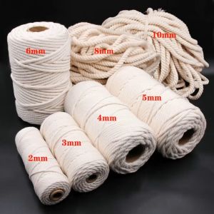 Macrame Cord Rope String Natural Cotton Macrame Twisted Twine Braided Crafts Handwork DIY Home Textile Decoration