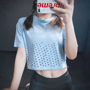 Big Sale Fitness Influencer Picks Women's Sports Loose Short Sleeve T-shirt Blouse Letter Mesh Hole Stylish Quick-Drying Running