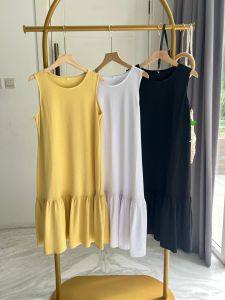 ●ECLAIRE● 043 Dress Mini Sleeveless Mermaid Katun Cotton Korea Kasual Mode Polos Basic Dasar Import 10151