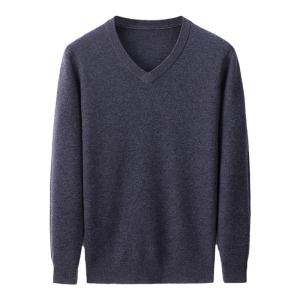 HENGYUANXIANG | Hengyuanxiang Mens Thickened Full Wool Sweater V-neck Korean Style Knitted Loose Pure Color Autumn Winter Fashion Bottoming Shirt