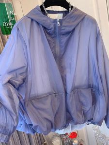 New 2025 Womens Fashionable Anti-Uv Light Weight Ice Silk Hooded Short Outerwear Sleeveless Long Sleeve Open Cardigan