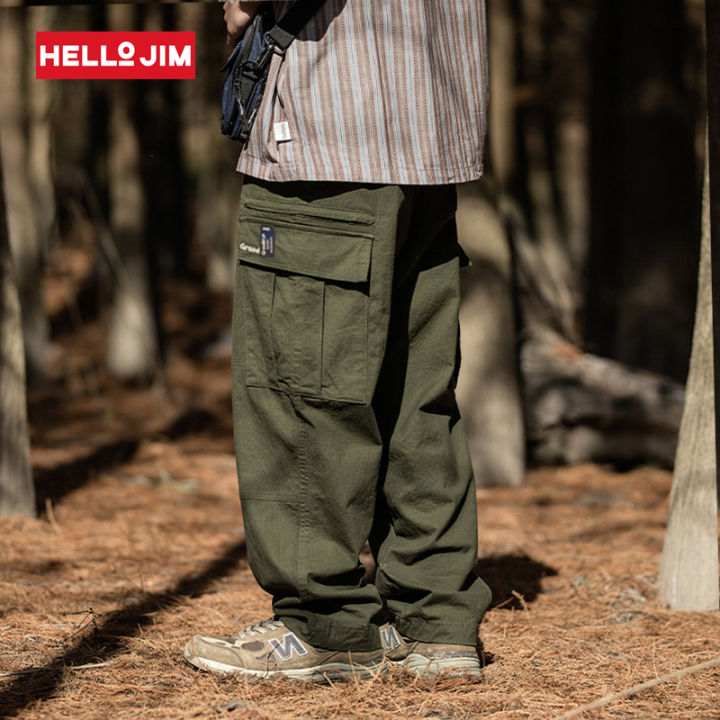 hello jim cargo pants men 100% cotton 2023 new wash style Slack